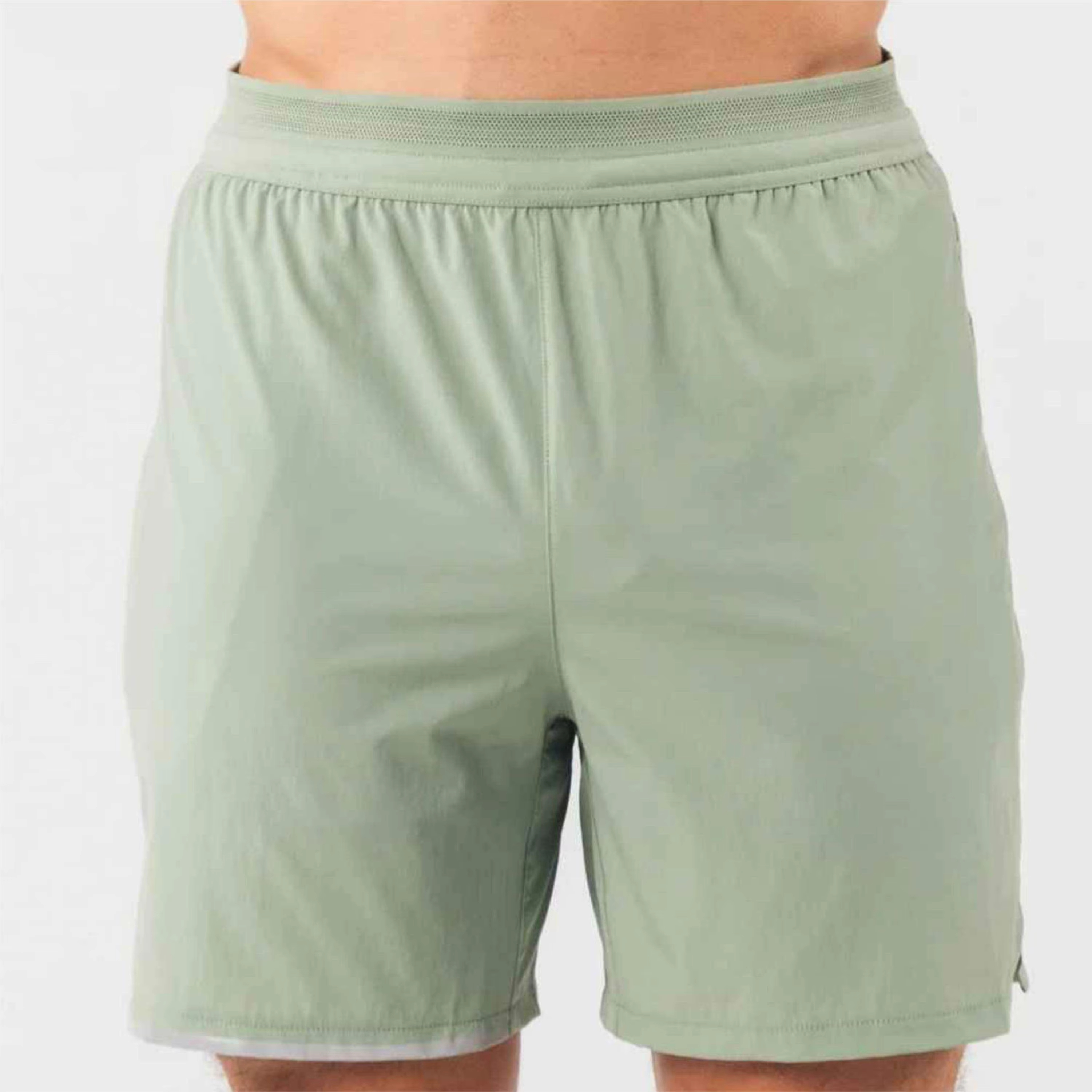 light green men's quick dry athletic shorts, elastic waist lightweight workout running shorts