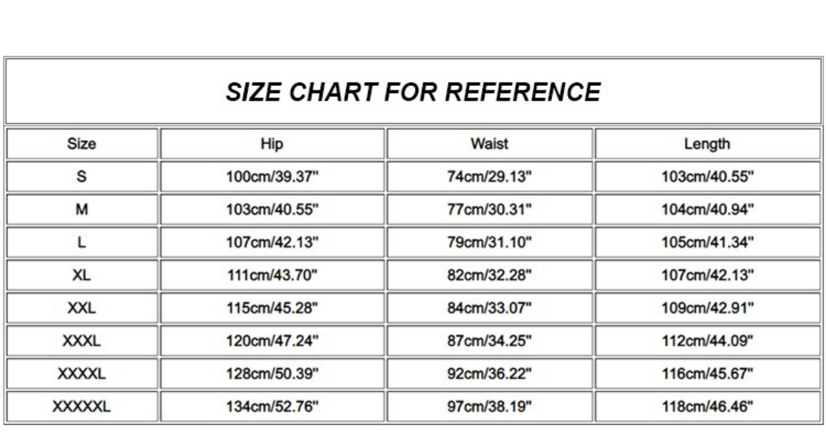 jogger size chart