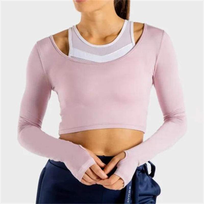 custom long sleeve fitness crop top